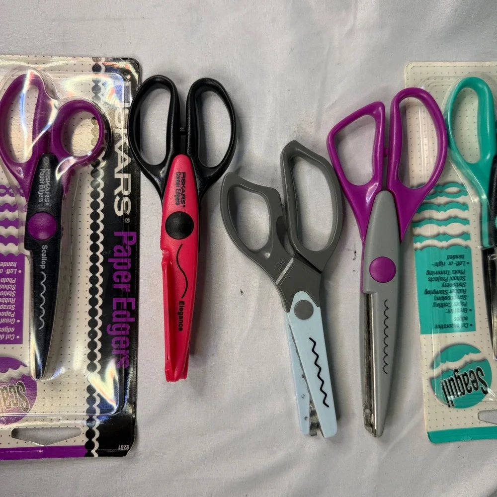 Fiskars Paper Edgers Decorative Craft Scissors Lot of 5 Scallop Seagull Elegance